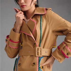 NWT 7 for all mankind Colorful Lace Trim Trench Coat (size XS)